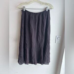 April Cornell brown with pink polka dots. 100% rayon. So cute!